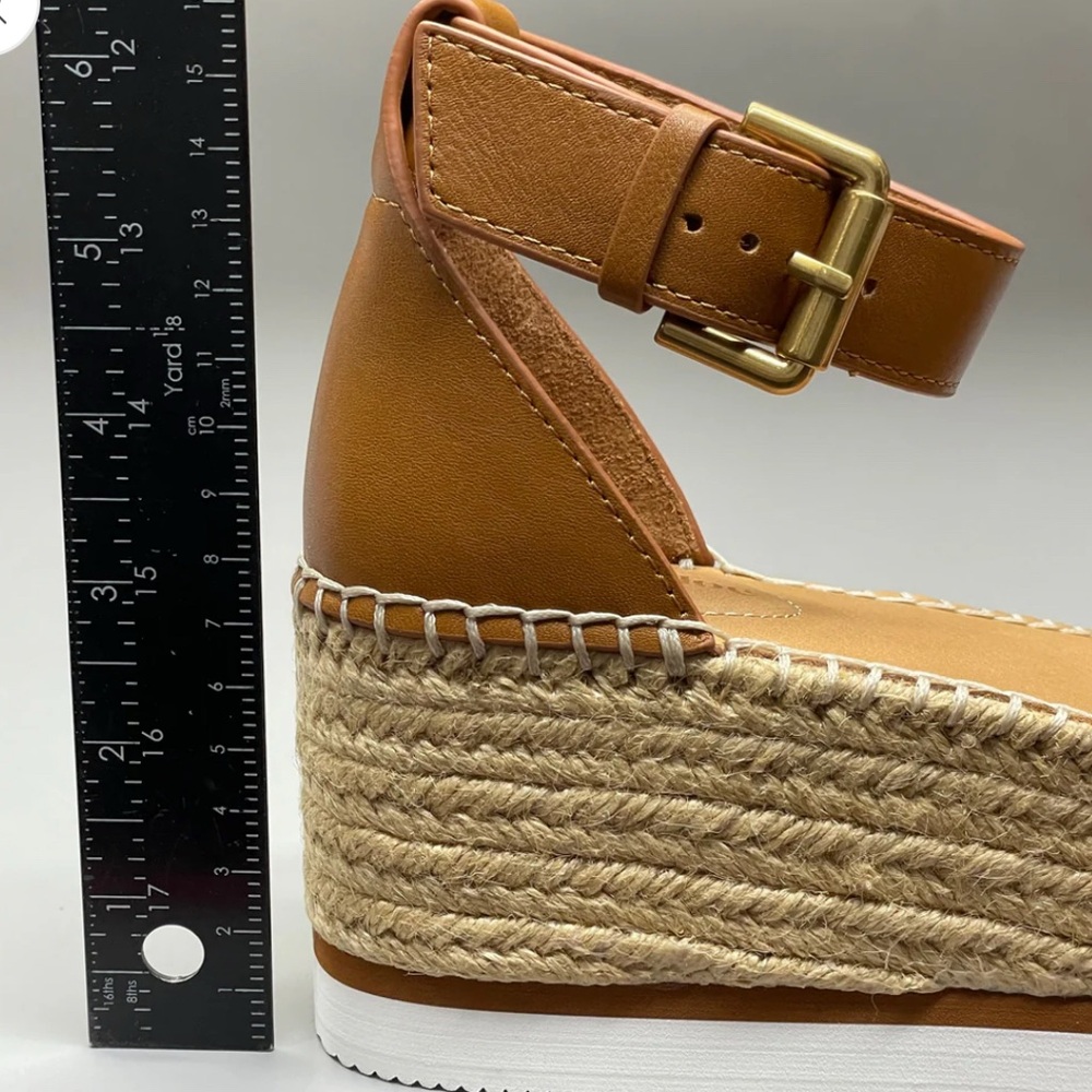SEE BY CHLOÉ Glyn flatform Texan Calf Skin Espadrilles in Tan Sandals - Picture 8 of 10